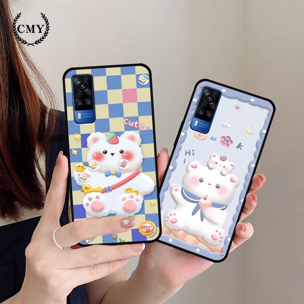 Ốp lưng Vivo Y51 2020 - Vivo Y53s - Vivo Y72 5G in hình caro gấu thỏ dễ thương