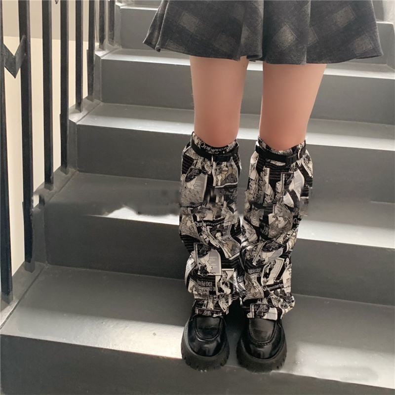 Xiangbao Giày Bốt Cao Đến Đầu Gối In Họa Tiết Anime Tokyo Geisha Phong Cách Punk Gothic Nhật Bản Harajuku Ấm Áp Cho Nữ