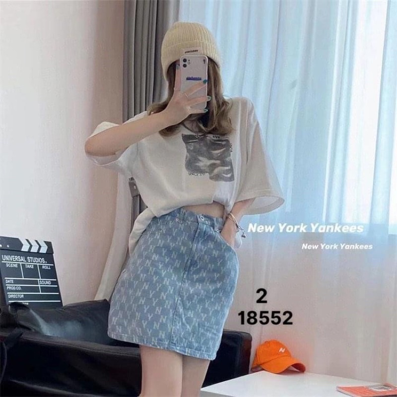 CHÂN VÁY JEAN CHỮ A DENIM M.L.B - NY