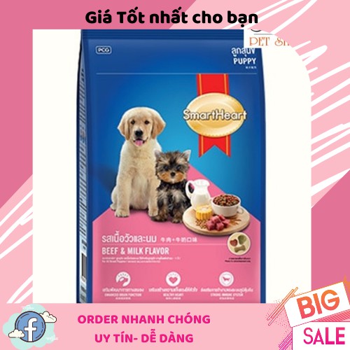 [RẺ NHẤT] Thức ăn hạt khô SMARTHEART cho chó con vị bò&sữa 400gr - Smile Pet Shop