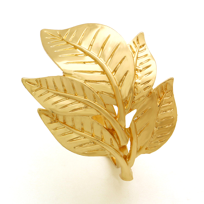 [shafineVN]1Pcs Gold Leaf Napkin Rings for Wedding Party Napkin Holder Metal Napkin Buckle Table Decoration