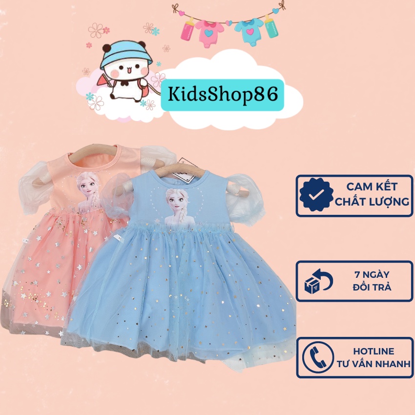 VÁY CÔNG CHÚA ELSA CHO BÉ GÁI HÌNH IN 3D XỊN XÒ, PHỐI REN MỀM, PHẦN VÁY 3 LỚP BỒNG BỀNH SIZE 9-21KG [V41]