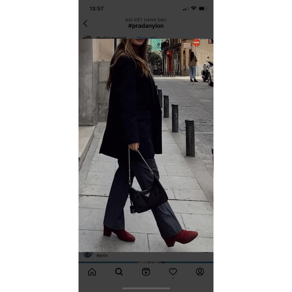 Túi Prada kèm ví vải dù super màu đen size 22cm