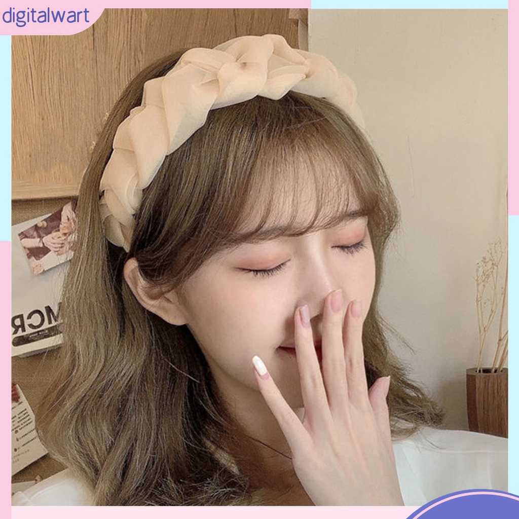 Băng Đô Cài Tóc Dạng Bện Màu Trơn Chống Trượt Phong Cách Hàn Quốc