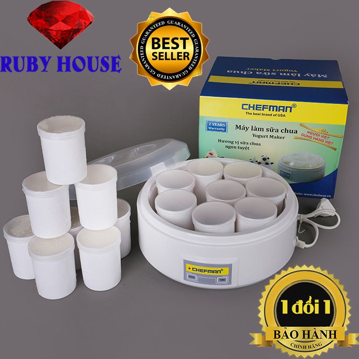 Máy làm sữa chua 8 cốc nhựa Chefman CHÍNH HÃNG, máy ủ sữa chua lựa chọn số 1 của các bà mẹ-Ruby House