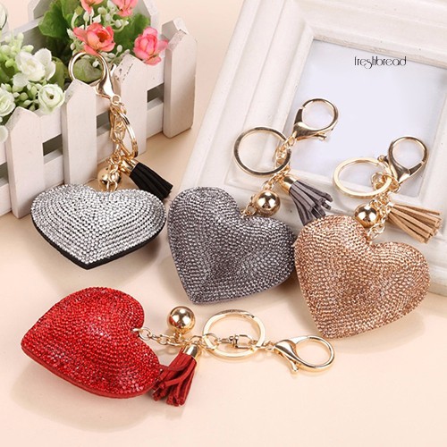 Móc Khóa Hình Trái Tim Đính Đá Lấp Lánh Sang Trọng