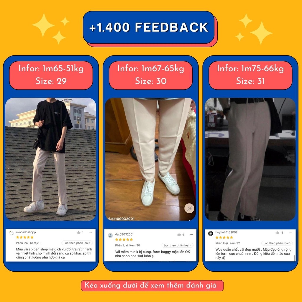 [Tiền Nào Của Đấy]Quần Tây Baggy Nam Hack Chiều Cao Màu Be, Kem Ống Rộng Phong Cách Hàn Quốc Vải Co Giãn, Không Xù