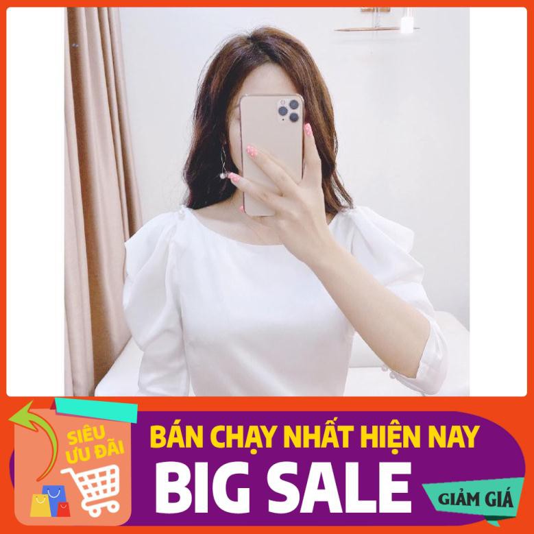 Áo công sở tay bồng đính ngọc A1259 Mie Design kèm ảnh thật