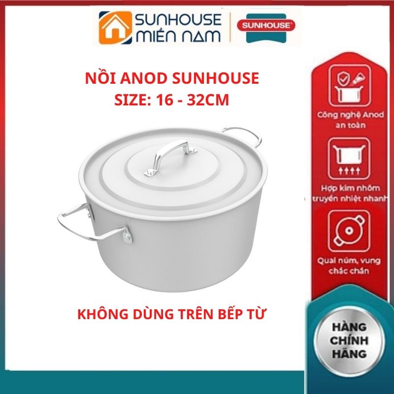 (HCM Giao 2H) Nòi nhôm anod cao cấp SHG2716SA-SHG2732SA SUNHOUSE bền cứng vượt trội an toàn không thôi nhiễm vào thức ăn