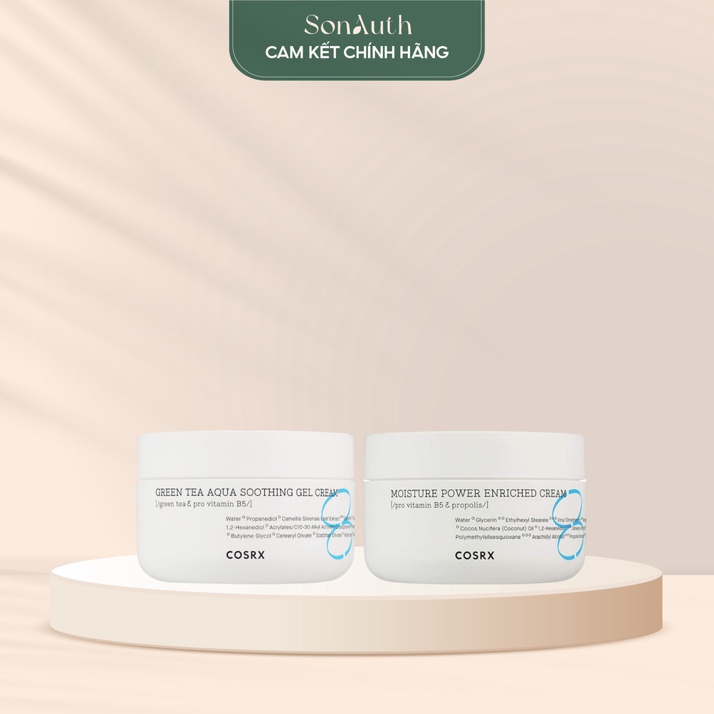Kem dưỡng Cosrx Green Tea Aqua Soothing Gel Cream & Moisture Power Enriched Cream 50ml
