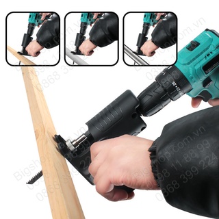 Đầu chuyển đổi máy khoan cầm tay thành cưa lọng, cưa kiếm đa năng kèm theo 3 lưỡi C03R