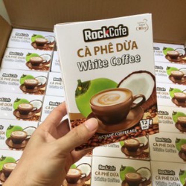 Cafe Dừa Rock cafe/ cà phê Dừa/ Coconut coffee - hoà tan hộp 240gr 12 gói