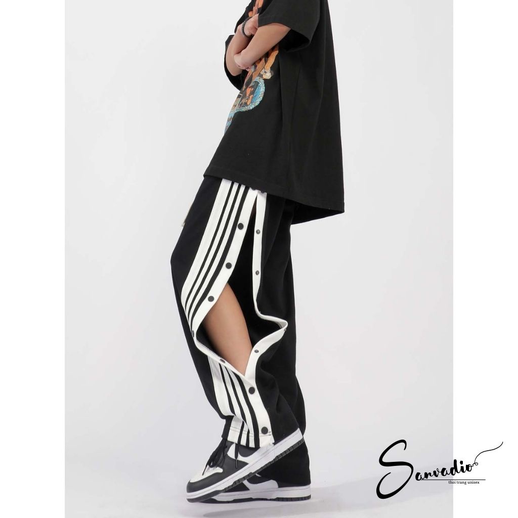 Quần ống suông nam SANVADO CÚC POLY Unisex phối ba sọc thể thao Basic nam nữ Oversize mùa hè phong cách đường phố QD46