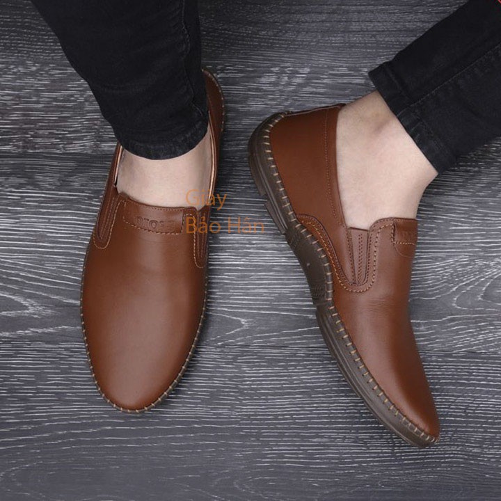 Giày Lười Nam Không Dây Cao Cấp Da Thật Xuất Khẩu VN Da Bò Đế Khâu | BigBuy360 - bigbuy360.vn