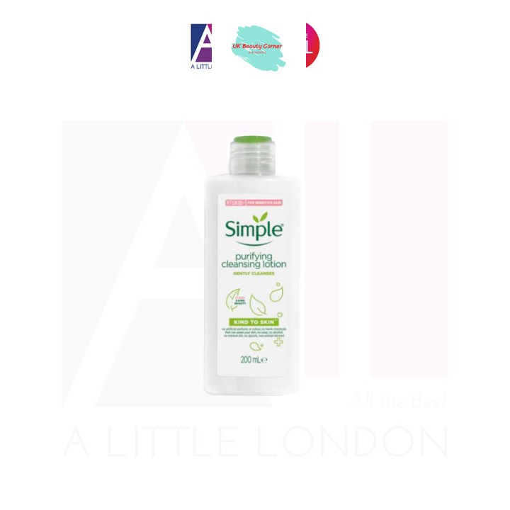 [Mã giảm giá mỹ phẩm UK chính hãng] Sữa tẩy trang dịu nhẹ Simple Kind To Skin Purifying Cleansing Lotion 200ml (Bill Anh