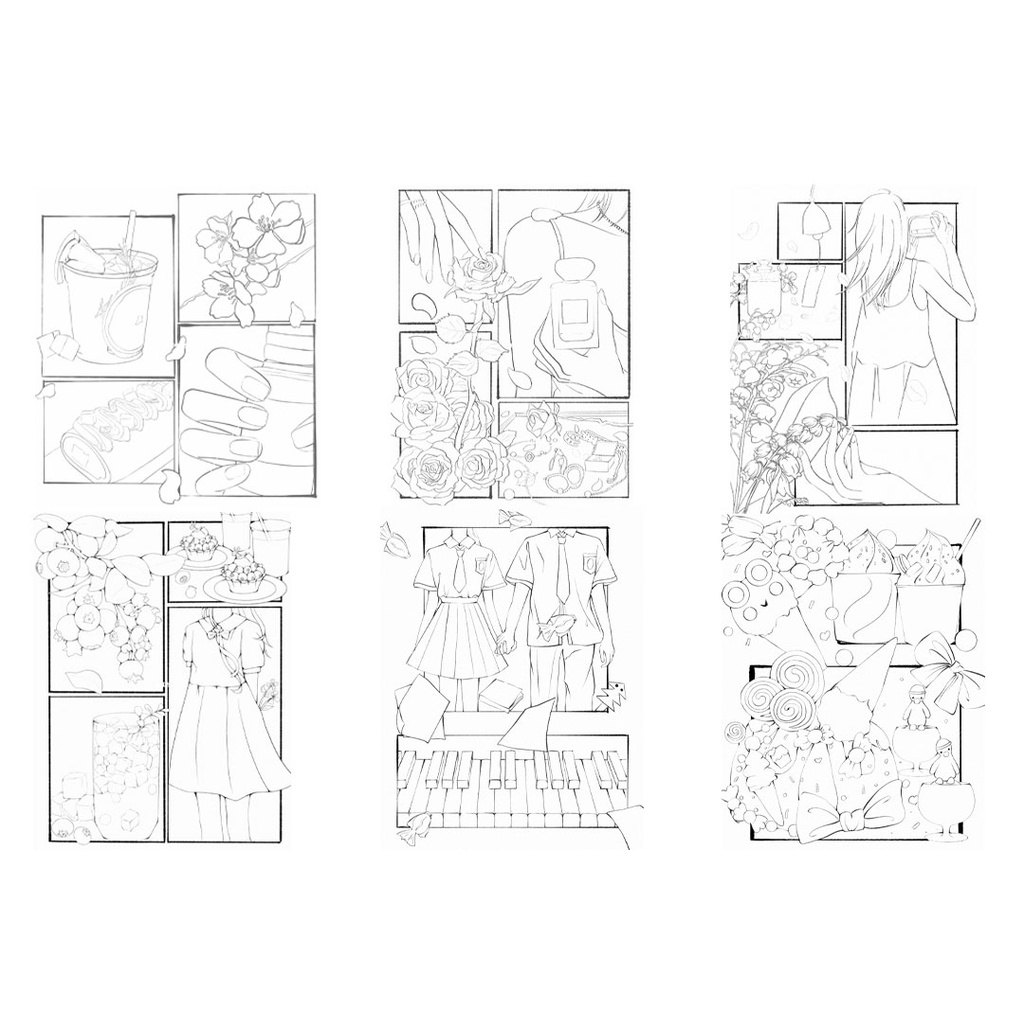 Line Art chủ đề cô gái - 02