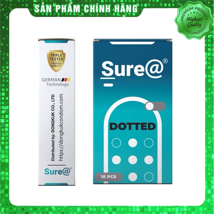 Bao Cao Su Gân Gai Tăng Khoái Cảm Sure Dotted - bcs hộp 10 chiếc