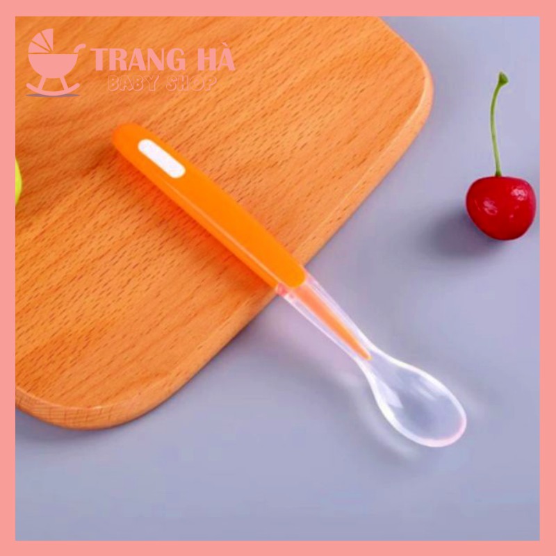 🍁🍒Thìa Ăn Dặm Silicon Cán Dài Siêu Mềm An Toàn Cho Bé