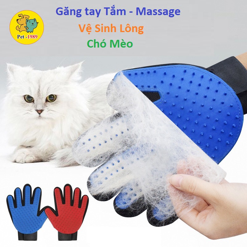 Găng Tay Tắm Massage Vệ sinh Lông Chó Mèo