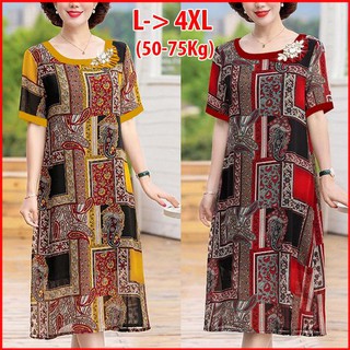 ROMI - ĐẦM DỰ TIỆC TRUNG NIÊN DÁNG RỘNG BIGSIZE TAY LỠ DÁNG DÀI SUÔNG VOAN IN HOA CAO CẤP CHO MẸ U50 U60 3294