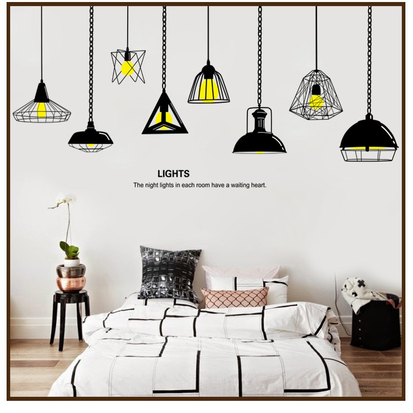 Decal dán tường 3D [THANH LÝ] Đèn treo số 7 AmyShop