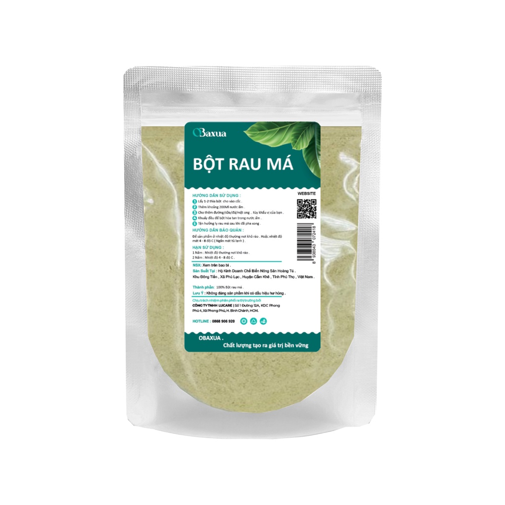 Bột rau má sấy lạnh nguyên chất Obaxua 50gr - Thanh nhiệt, đẹp da, detox, hỗ trợ tiêu hoá