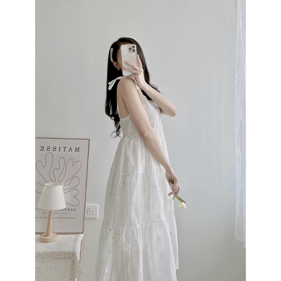 Đầm dây nữ Babydoll họa tiết hoa nhí maxy mùa hè