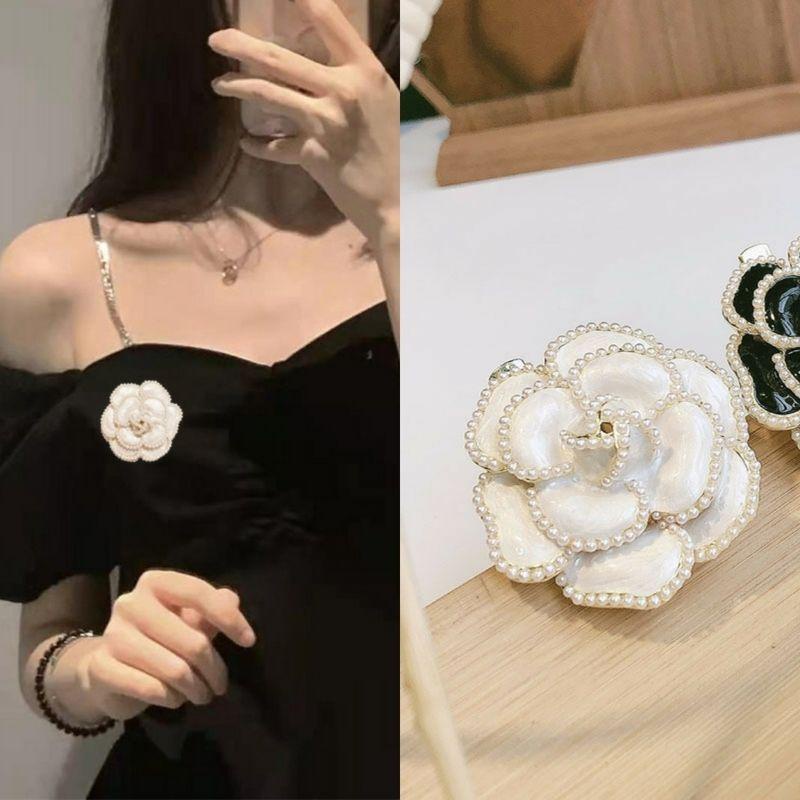 Cài áo ghim cài áo bông hoa trà hai màu mix đồ siêu đỉnh
