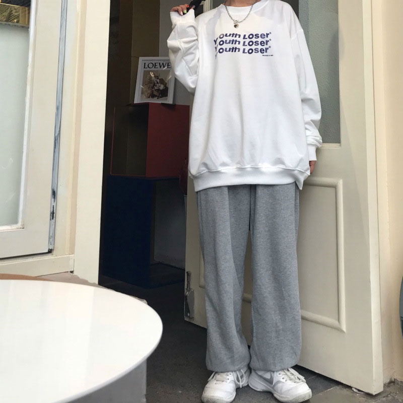 Áo Sweater Dài Tay Dáng Rộng Thời Trang Hàn Quốc Đơn Giản Dành Cho Nữ
