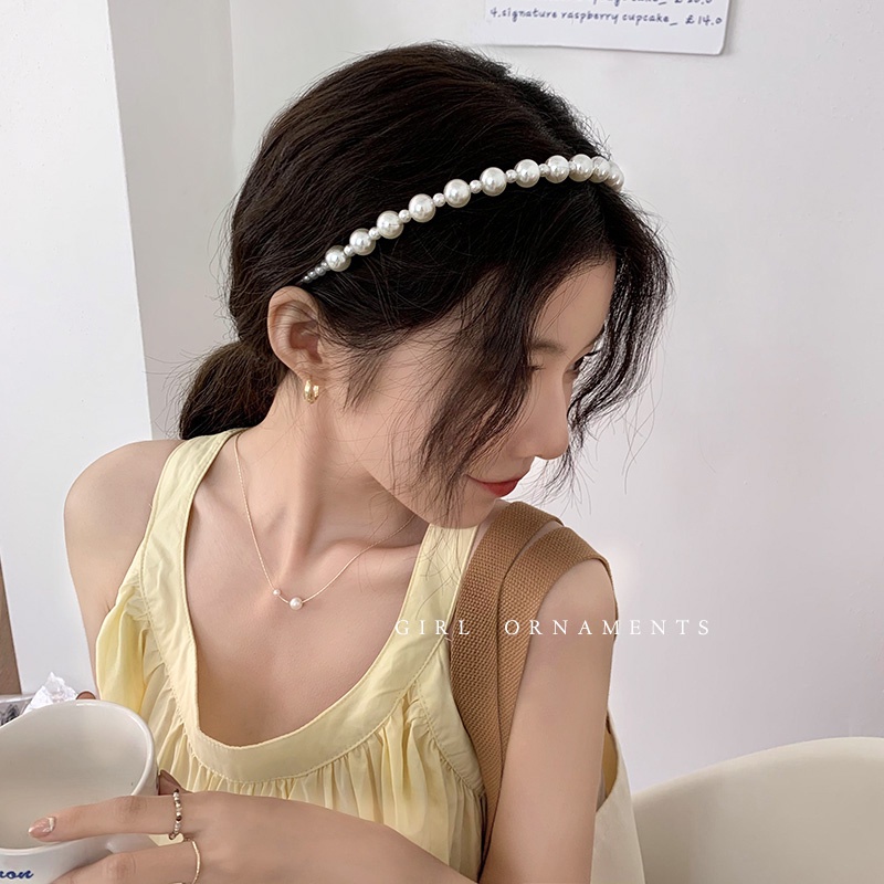 Băng Đô Hoa Đính Ngọc Trai Thời Trang Nữ Tính Phụ Kiện Tóc