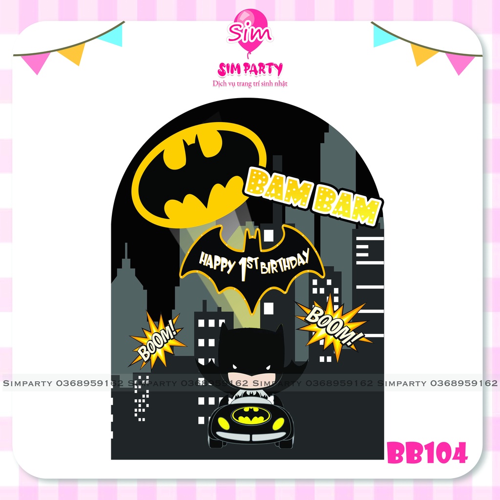 Backdrop trang trí sinh nhật bé trai bé gái phông bạt vải Silk, Hiflex in trực tiếp theo tên bé