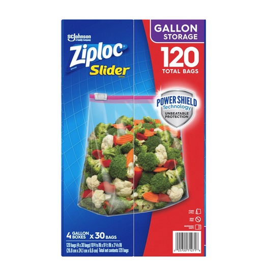HỘP 30 TÚI KHÓA KÉO TRỮ THỰC PHẨM Ziploc Storage Slider Gallon Bags, 3.785ml