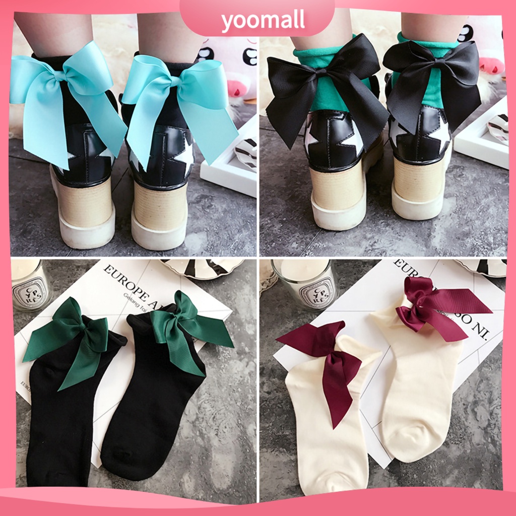 Tất cotton đính nơ dễ thương dành cho bạn gái