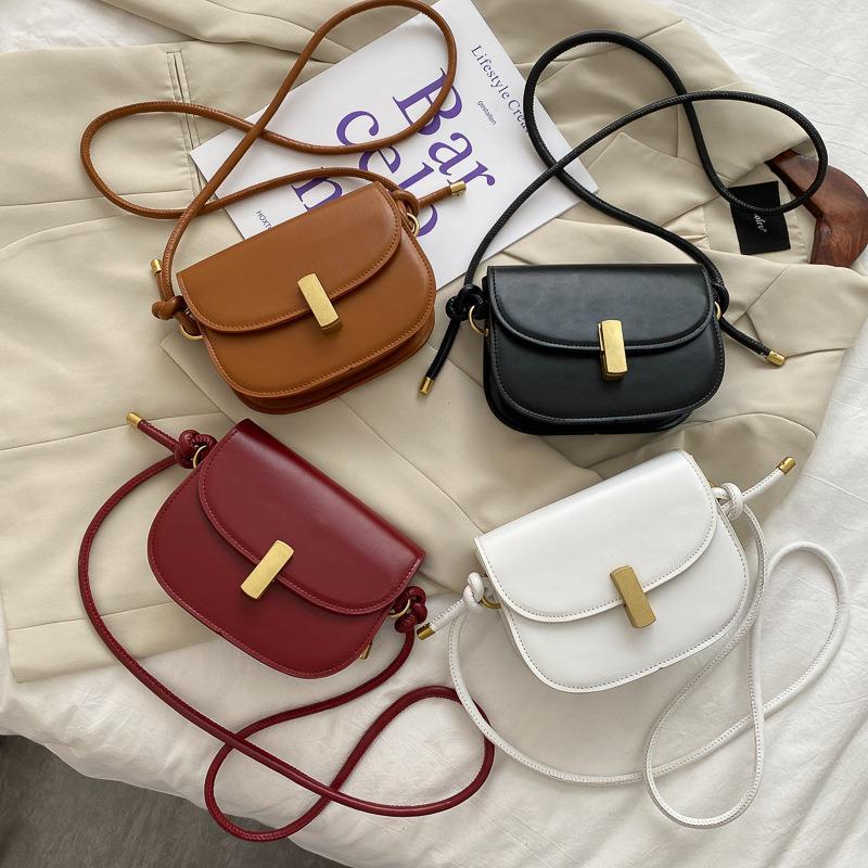 Túi đeo chéo vintage túi yên ngựa nữ da trơn thời trang cao cấp túi hình bán nguyệt thu đông