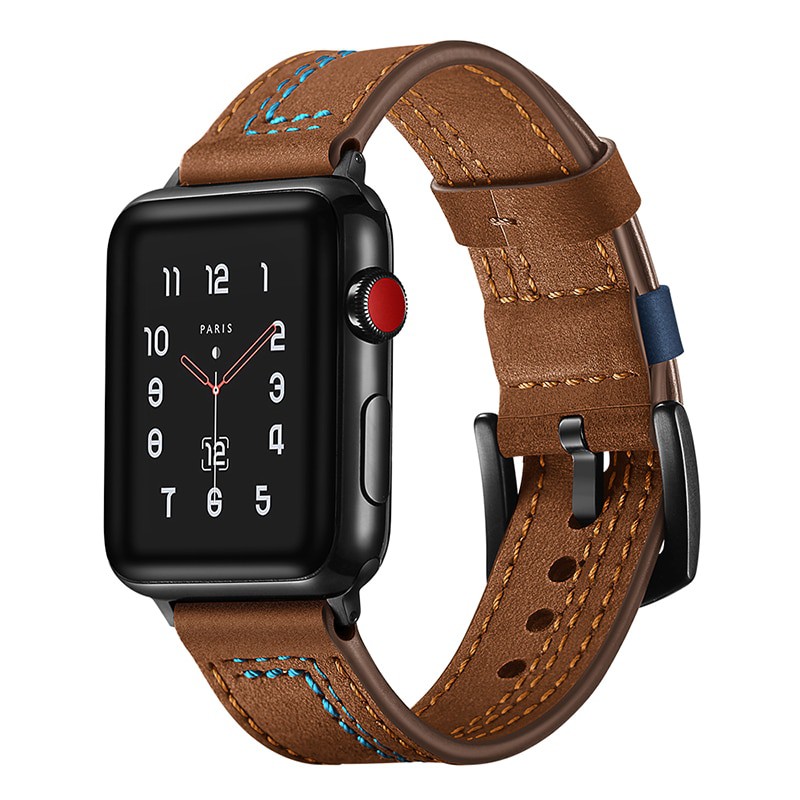 Dây đeo Apple watch chất liệu da cao cấp DA07 đủ màu cho 45mm 41mm 44mm 40mm 42mm 38mm iWatch Series 7 6 SE 5 4 3 2 1