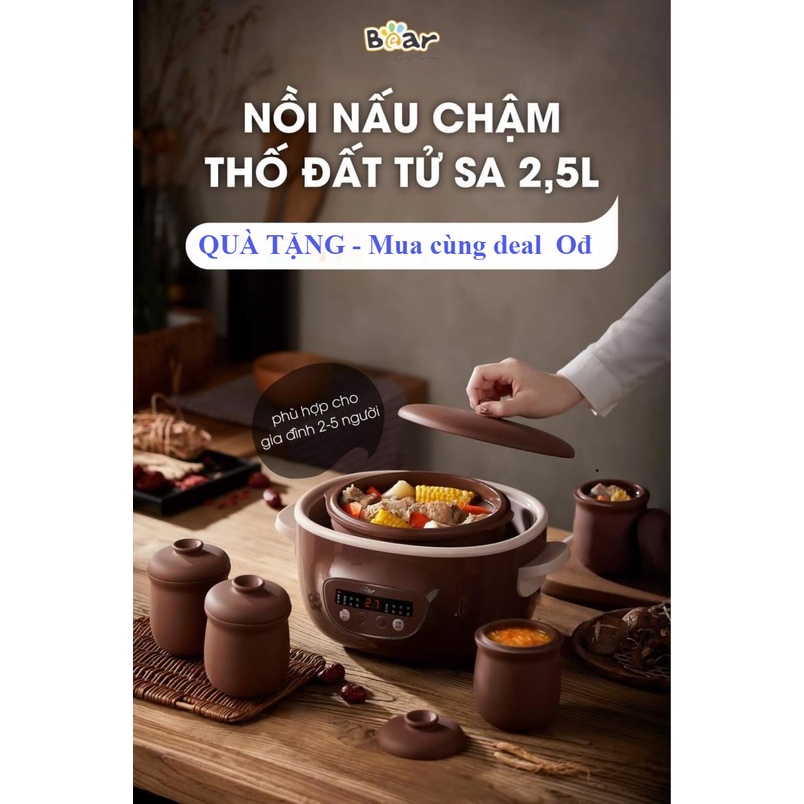 Nồi Bear 2,5l Tử Sa - Nồi Nấu Cháo Chậm Bear DDZ-C25R6