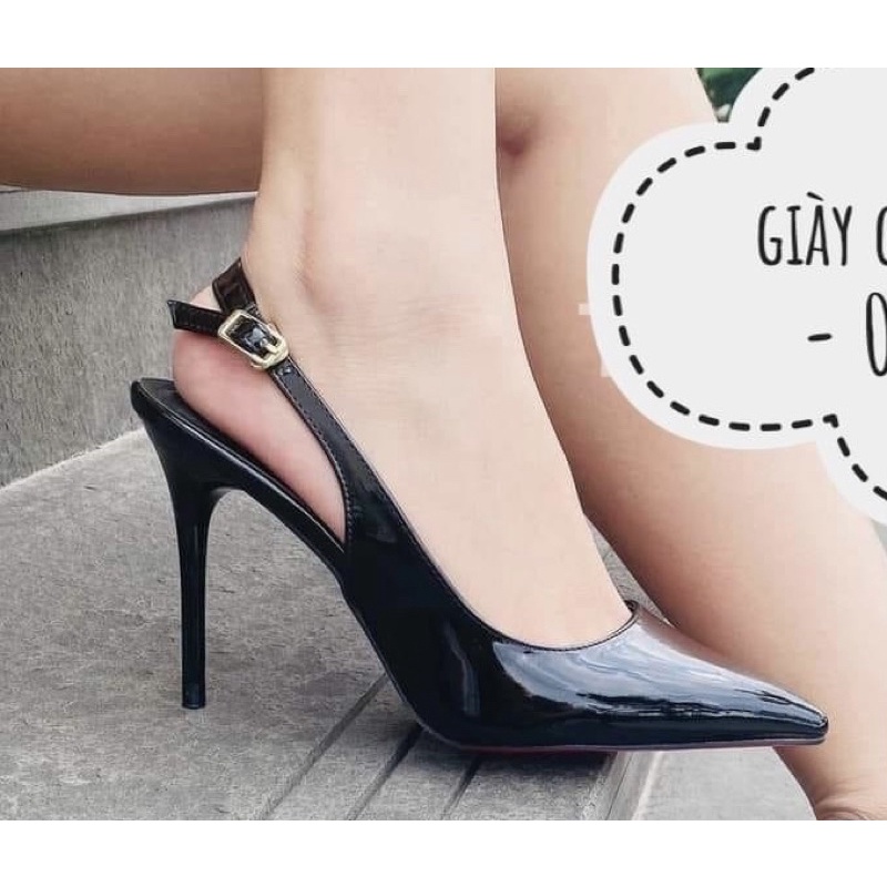 cao gót bít mũi hở gót 3 màu đen - trắng - nude - giày cao gót Calla