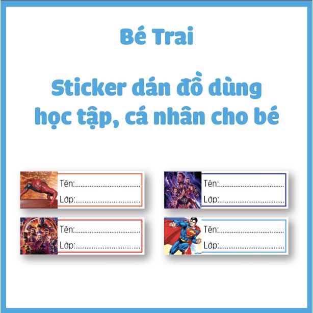 [ COMBO 50 Sticker Dán ]] Sticker Dán Đồ Dùng Học Tập, Đồ Dùng Cá Nhân Cho Bé Gái, Bé Trai ( KT: 5x1,5cm)