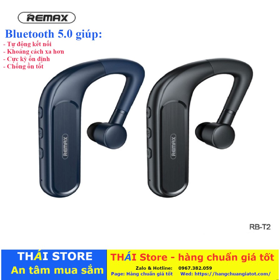 Tai nghe cao cấp Remax, Model: RB - T2, tự động kết nối Bluetooth 5.0, chống ồn cực tốt -  - Bảo hành 6 tháng
