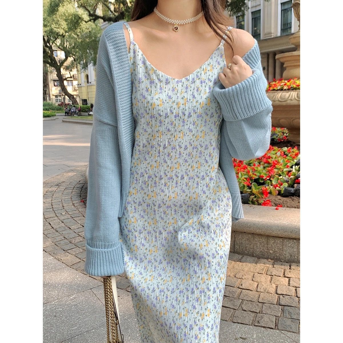 【Gửi hàng từ 8/2】Đầm hai dây dáng chữ A họa tiết hoa độc đáo thời trang cho nữ | BigBuy360 - bigbuy360.vn