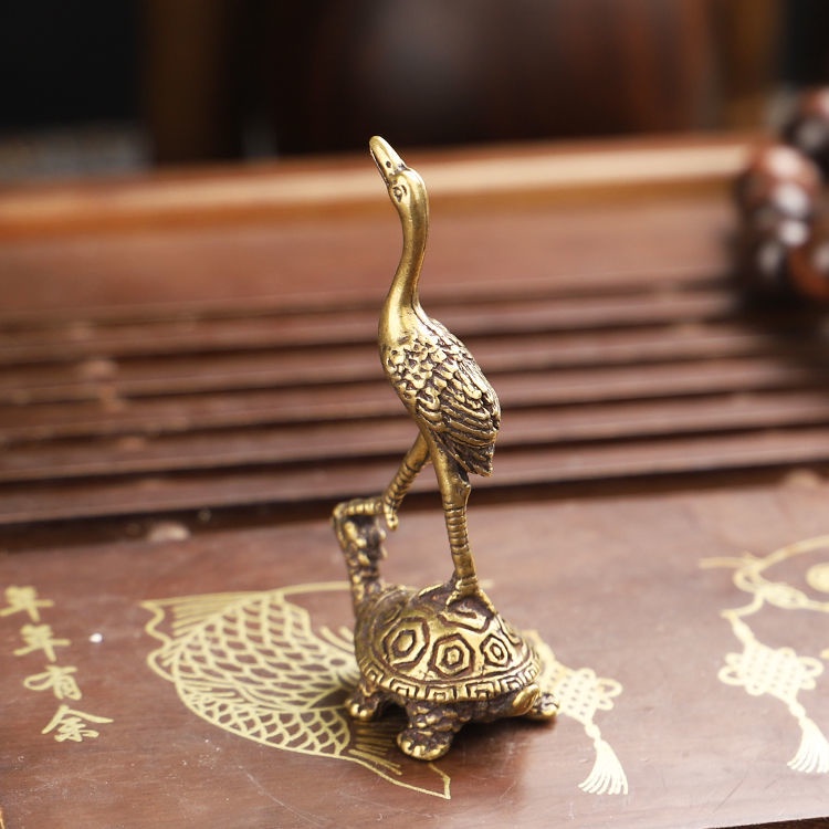 Giá Đỡ Trầm Hương Bằng Đồng Nguyên Chất Có Tay Cầm Hình Chú Rùa / Chim Hạc Phong Cách Cổ Điển