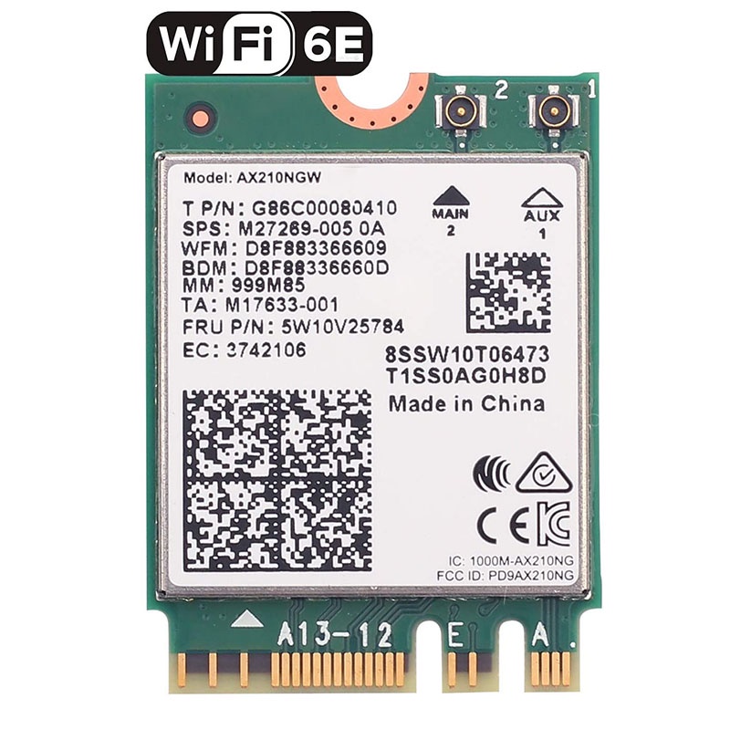 Bảng Mạch Wifi 6E AX210 Mở Rộng Wi-Fi Sang 6GHz Qua Bluetooth 5.2 Tri-Band WiFi6 Phù Hợp Cho Laptop Và Máy Tính Để Bàn Win10