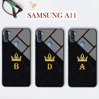 Ốp lưng kính Samsung A11 in hình chữ cái vân đá cẩm thạch