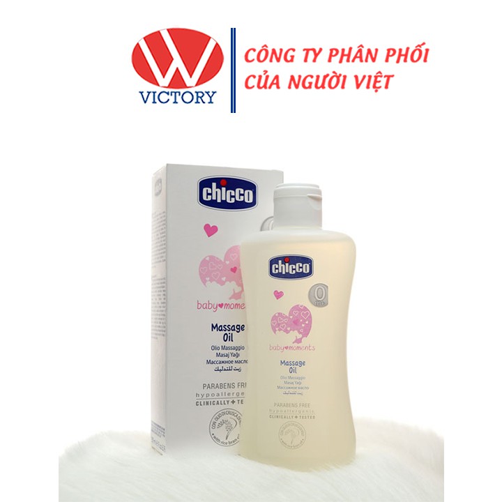 Dầu Mát-Xa Chiết Xuất Cám Gạo 0M+ Chicco 200ml (Massge oil Chicco) cho bé - Victory Pharmacy