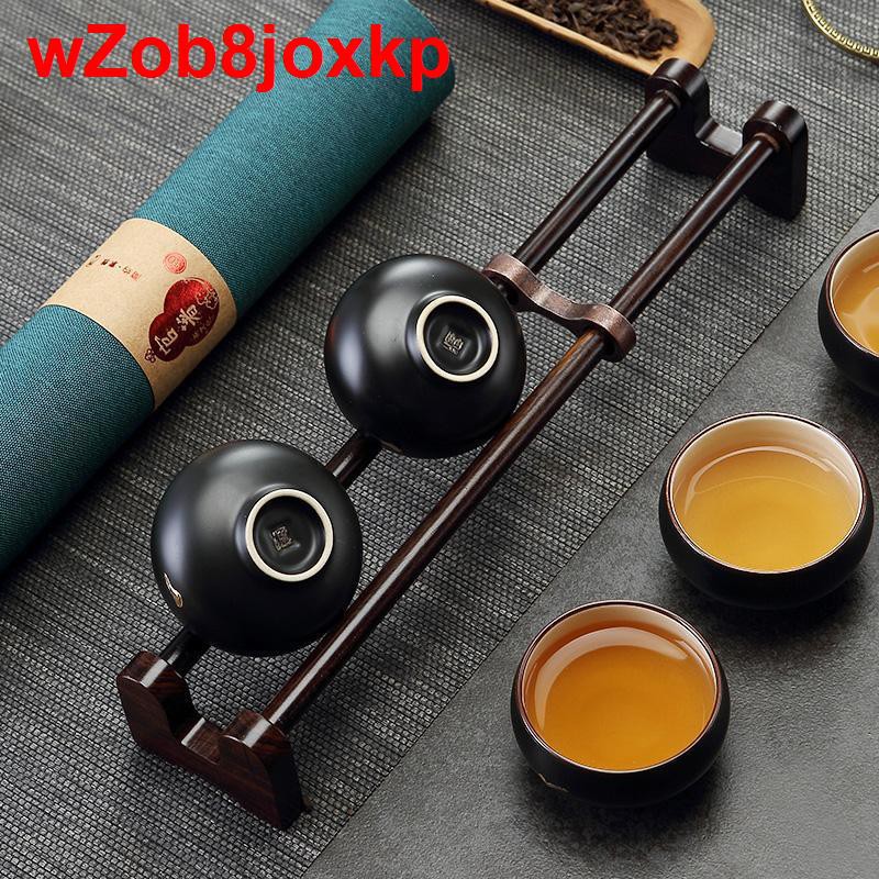 Phụ kiện bộ ấm trà Kung Fu Giá để tách gỗ mun đạo Khay đựng đồ sấy khô chén giữ <1