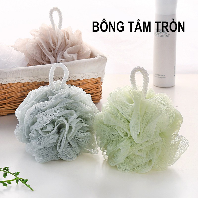 Bông Tắm Tròn Vải Lưới Mềm Mại Cao Cấp Tẩy Tế Bào Chết, Bông Tắm Tạo Bọt Hàn Quốc