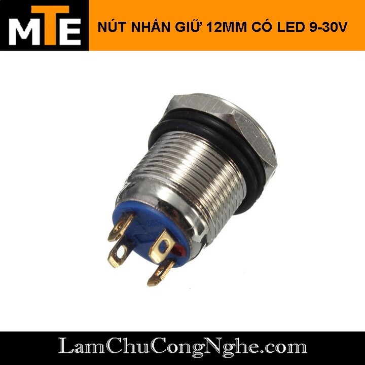 Nút nhấn giữ chống nước 12mm có LED 9-30V