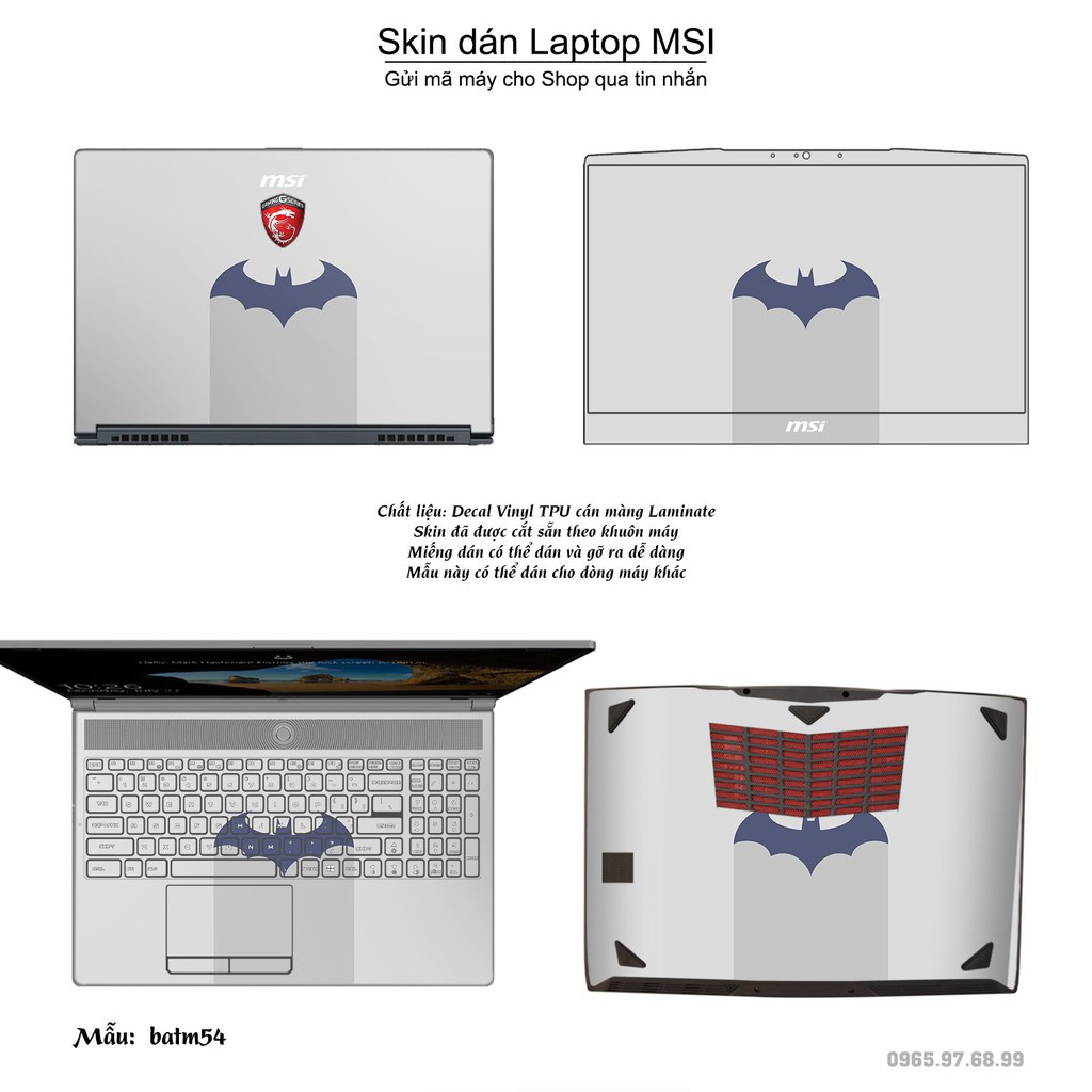 Skin dán Laptop MSI in hình Người dơi _nhiều mẫu 3 (inbox mã máy cho Shop)