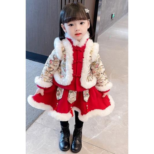 Trang phục kiểu đầm sườn xám Trung Hoa phong cách mùa đông mới cho bé gái