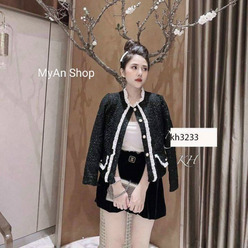 ÁO KHOÁC DẠ KIM TUYẾN DÁNG NGẮN